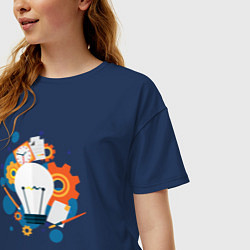 Футболка оверсайз женская Наука, цвет: тёмно-синий — фото 2