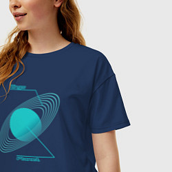 Футболка оверсайз женская Сатурн, цвет: тёмно-синий — фото 2