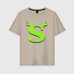 Футболка оверсайз женская Shrek: Logo S, цвет: миндальный
