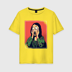 Женская футболка оверсайз Мона Лиза Крик Мунка пародия