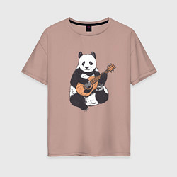 Женская футболка оверсайз Панда гитарист Panda Guitar