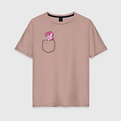 Женская футболка оверсайз Pinkie Dance в кармане