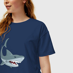 Футболка оверсайз женская Агрессивная акула, цвет: тёмно-синий — фото 2