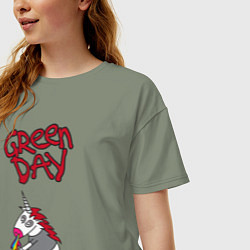 Футболка оверсайз женская Green Day Unicorn, цвет: авокадо — фото 2