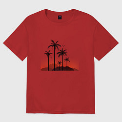 Футболка оверсайз женская Palm tree, цвет: красный