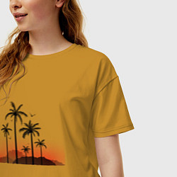 Футболка оверсайз женская Palm tree, цвет: горчичный — фото 2