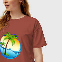 Футболка оверсайз женская Palm beach, цвет: кирпичный — фото 2