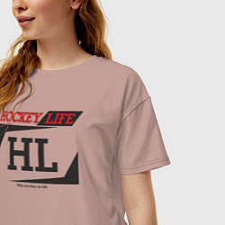 Футболка оверсайз женская Hockey live big logo, цвет: пыльно-розовый — фото 2