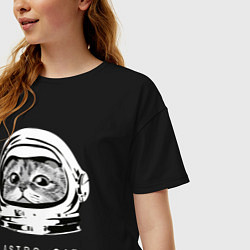 Футболка оверсайз женская ASTRONAUT CAT КОТ КОСМОНАВТ, цвет: черный — фото 2