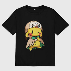 Женская футболка оверсайз Пикачу - совенок