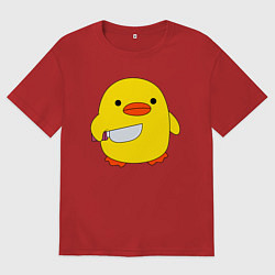 Футболка оверсайз женская УТКА С НОЖОМ КРУГЛЯШ, цвет: красный