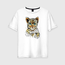 Женская футболка оверсайз Леопардёнок