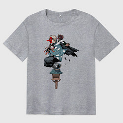 Женская футболка оверсайз Клинок рассекающий демонов - ниндзя спасает Незуко