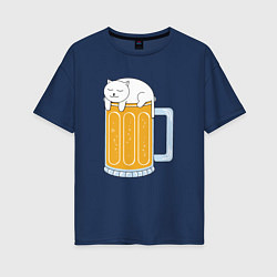 Женская футболка оверсайз Beer Cat