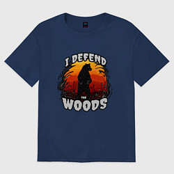 Футболка оверсайз женская Медведь I defend the woods, цвет: тёмно-синий