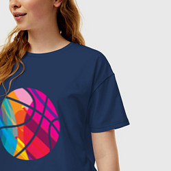 Футболка оверсайз женская Rainbow Ball, цвет: тёмно-синий — фото 2