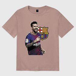 Футболка оверсайз женская Lionel Messi Barcelona Argentina, цвет: пыльно-розовый