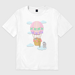 Женская футболка оверсайз Кролик и воздушный шар