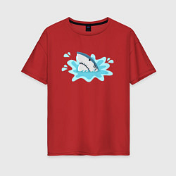 Женская футболка оверсайз Акула в воде