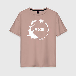 Женская футболка оверсайз Fish Night Любовь, смерть и роботы