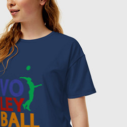 Футболка оверсайз женская Game Volleyball, цвет: тёмно-синий — фото 2