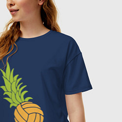 Футболка оверсайз женская Волейбольный ананас, цвет: тёмно-синий — фото 2