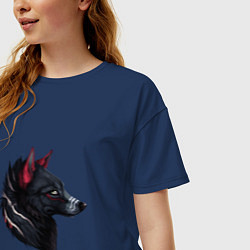 Футболка оверсайз женская Черный волк, цвет: тёмно-синий — фото 2