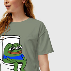 Футболка оверсайз женская Лягушонок пепе, цвет: авокадо — фото 2