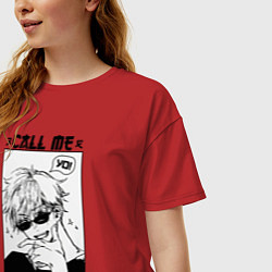 Футболка оверсайз женская Позвони мне сатору годзе, цвет: красный — фото 2