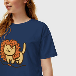 Футболка оверсайз женская Cat Lion, цвет: тёмно-синий — фото 2