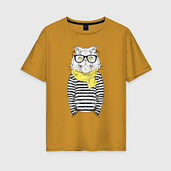 Женская футболка оверсайз Hipster Cat