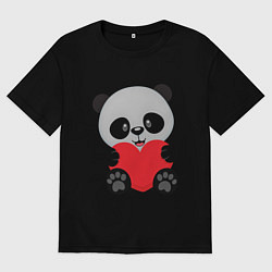 Футболка оверсайз женская Love Панда, цвет: черный