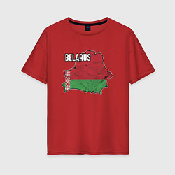 Футболка оверсайз женская Belarus Map, цвет: красный