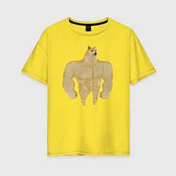 Женская футболка оверсайз Мем собака качок DOGE