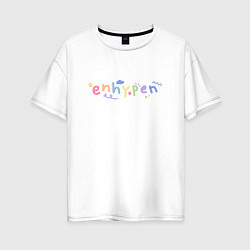 Футболка оверсайз женская ENHYPEN with cute doodles, цвет: белый