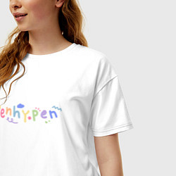 Футболка оверсайз женская ENHYPEN with cute doodles, цвет: белый — фото 2