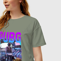 Футболка оверсайз женская PUBG NEON ПУБГ НЕОН Z, цвет: авокадо — фото 2