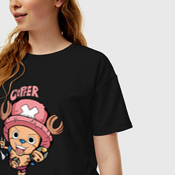 Футболка оверсайз женская Тони Тони Чоппер One Piece, цвет: черный — фото 2
