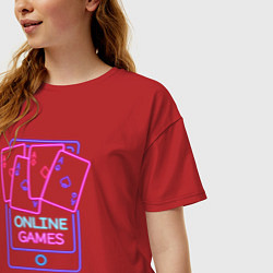 Футболка оверсайз женская Онлайн игры, цвет: красный — фото 2