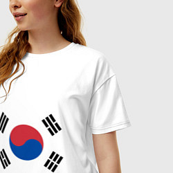 Футболка оверсайз женская Корея Корейский флаг, цвет: белый — фото 2