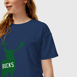 Футболка оверсайз женская NBA - Bucks, цвет: тёмно-синий — фото 2
