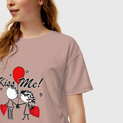 Футболка оверсайз женская Kiss Me!, цвет: пыльно-розовый — фото 2