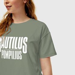 Футболка оверсайз женская Nautilus Pompilius логотип, цвет: авокадо — фото 2