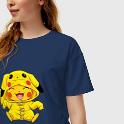 Футболка оверсайз женская Милый пикачу, цвет: тёмно-синий — фото 2