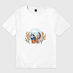 Женская футболка оверсайз Осенний кот