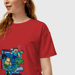 Футболка оверсайз женская Майнкрафт Под водой, цвет: красный — фото 2