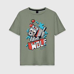 Женская футболка оверсайз Майнкрафт Волк, Minecraft Wolf