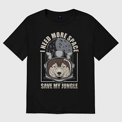 Женская футболка оверсайз Волк-космонавт