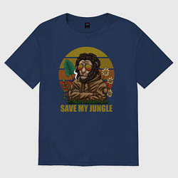 Женская футболка оверсайз Лев в очках