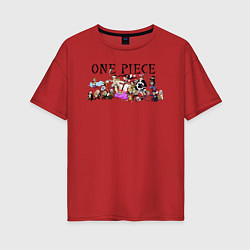 Футболка оверсайз женская Персонажи One Piece Большой куш, цвет: красный